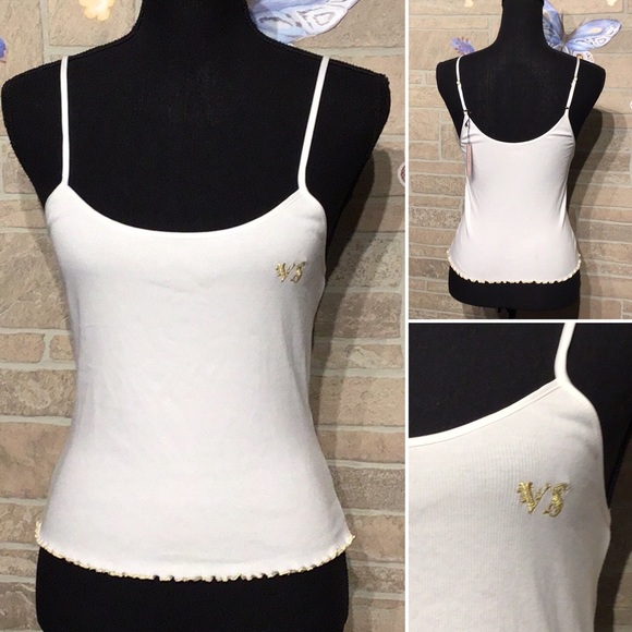 Victoria's Secret Tops - Victoria’s Secret - Sz XS - white gold ribbed cami